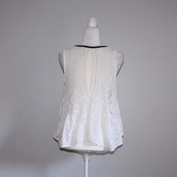 Free People Maisie Lace Peplum Tank Top White S-M - Picture 12 of 16